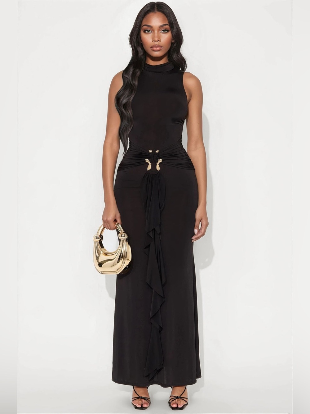 In The Moment Sleeveless Maxi Dress - Black